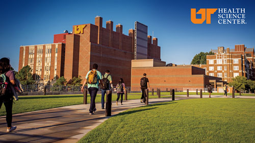 UTHSC Zoom/Teams background of the Pharmacy building.