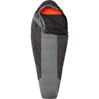 Dark and light grey Mountain Hardware sleeping bag.