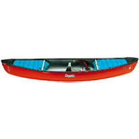 Red Dagger Impulse canoe, side view.