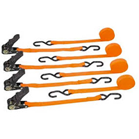 Several bright orange tied downs for canoes or kayaks