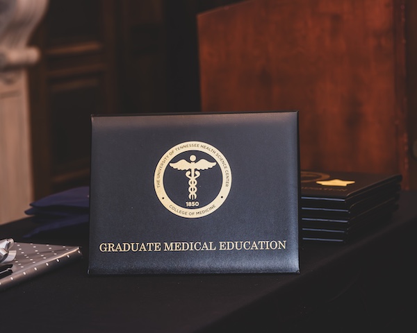 Graduation certificates on a table
