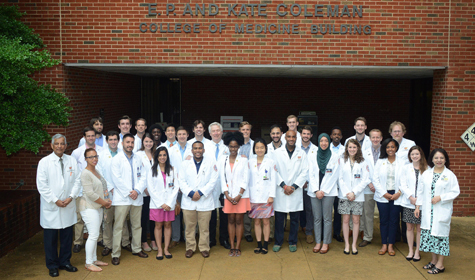 Cardiology fellows outside the Coleman building