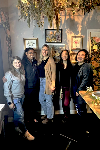 Group of female residents in a restaurant