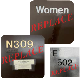 Three examples of old signs that no longer meet the current standard