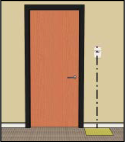 Graphic explaining the placement of the ADA sign next to the door.