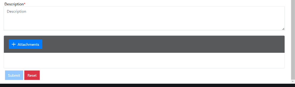 Screenshot of DASH request screen of the Attachment button.