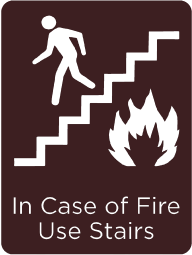 Example of "in case of fire use stairs" sign
