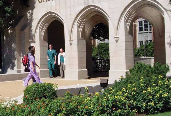 students walking on campus