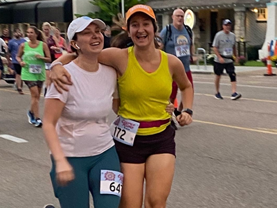 Residents running together in a marathon