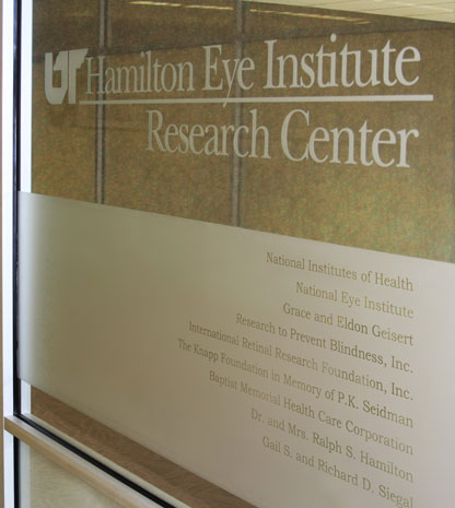Center for Vision Research sign at Hamilton Eye Institute.