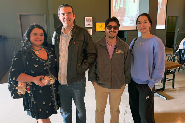 Four residents in a restaurant