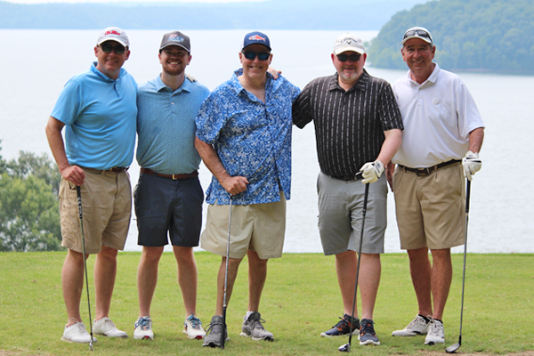 Male residents on a golf course