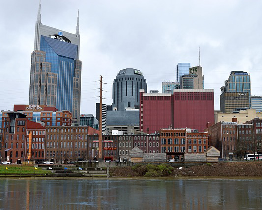 Landscape photo of downtown Nashville.