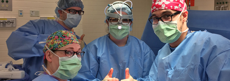 Four fellows in the operating room