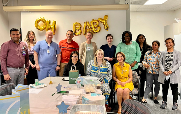 Residents at a baby shower