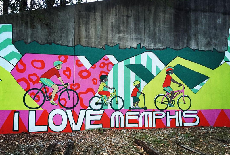 Wall with I Love Memphis painted on it
