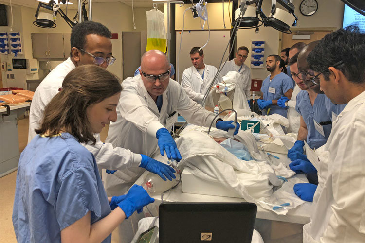 Fellows training in the operating room