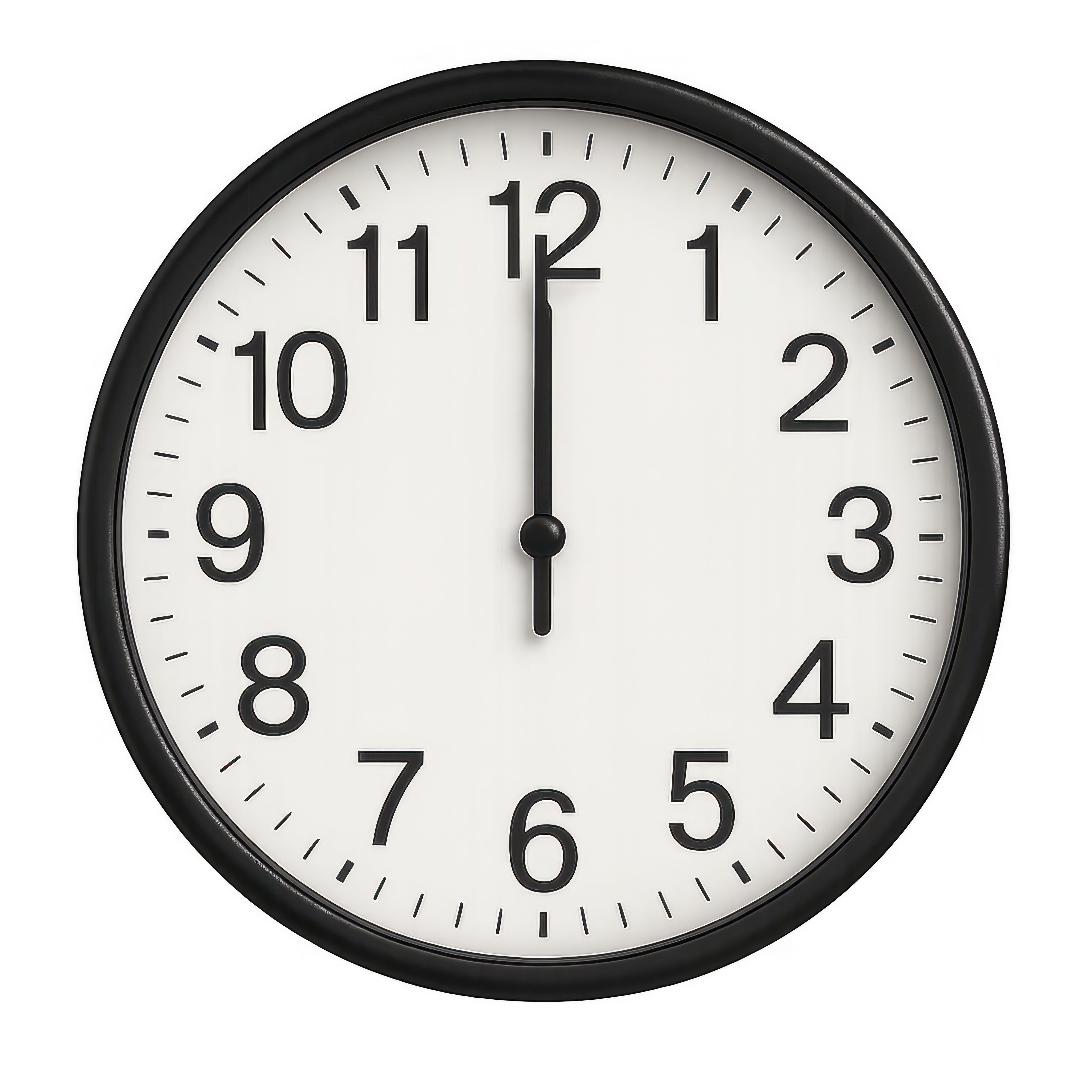 Photo of a clock showing 12:00 noon