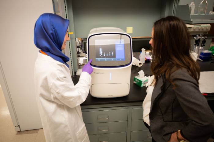 two researchers in lab